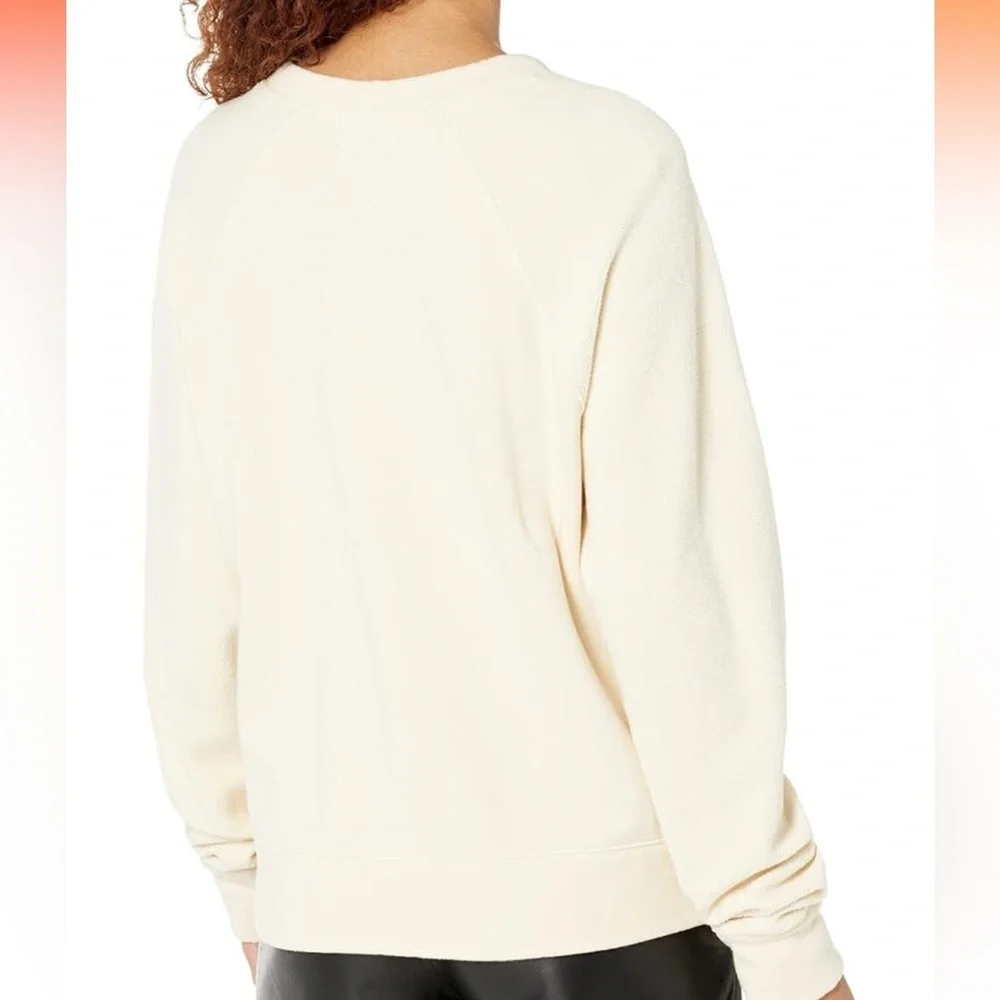 Monrow Women's Reverse Mix Teddy Fleece Sweatshirt W/Side Zipper